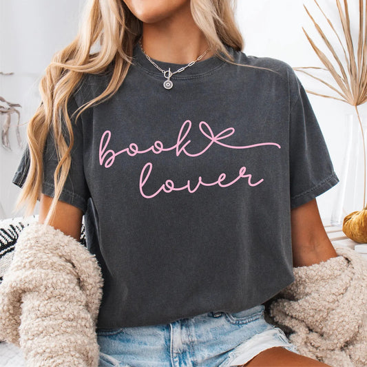Pink Book Lover Bow Pepper Tee