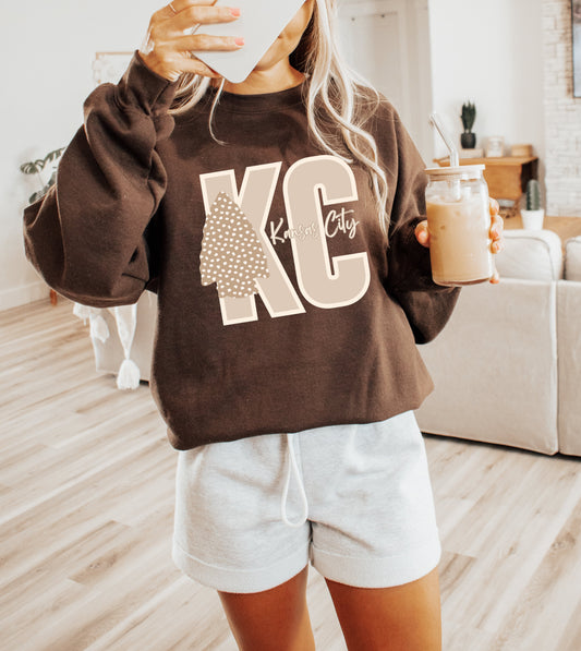 Natural KC Arrowhead Chocolate Sweatshirt