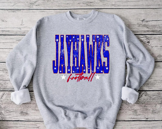 Crackled Jayhawks Football Stars Sports Grey Options
