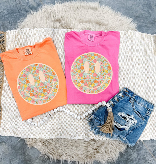 Spring Flower Smiley Tee Option