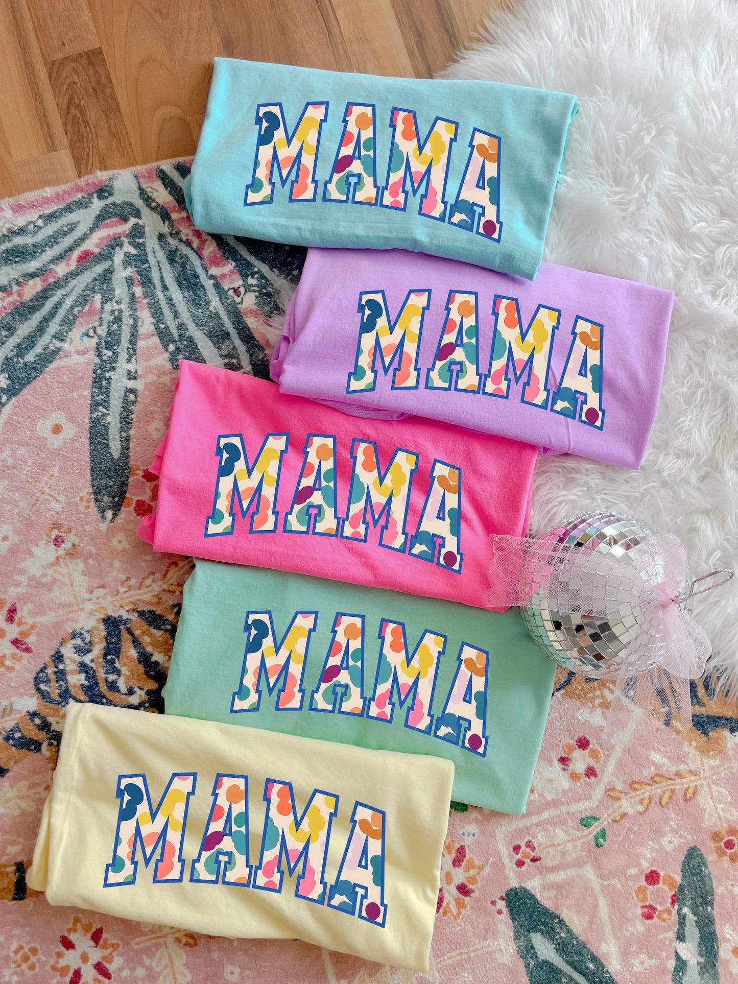 Colorful Leopard Mama Block Neon Tee Options
