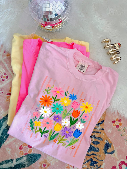 Colorful Multi Spring Daisies Blossom Tee