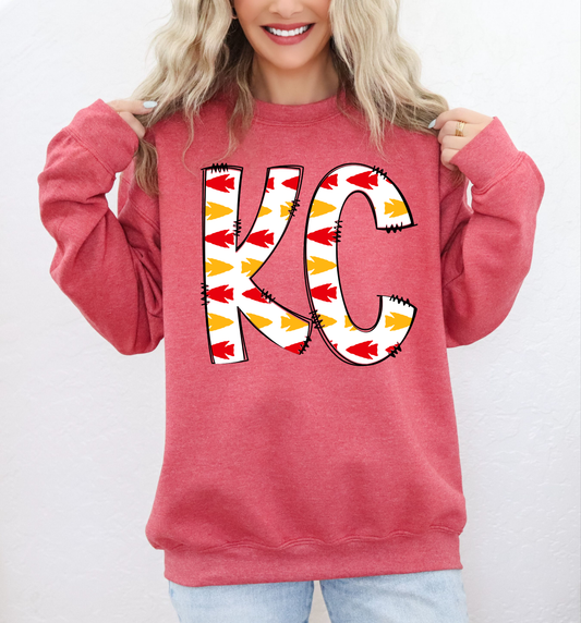 Red & Gold Arrowhead White KC Heather Red Sweatshirt