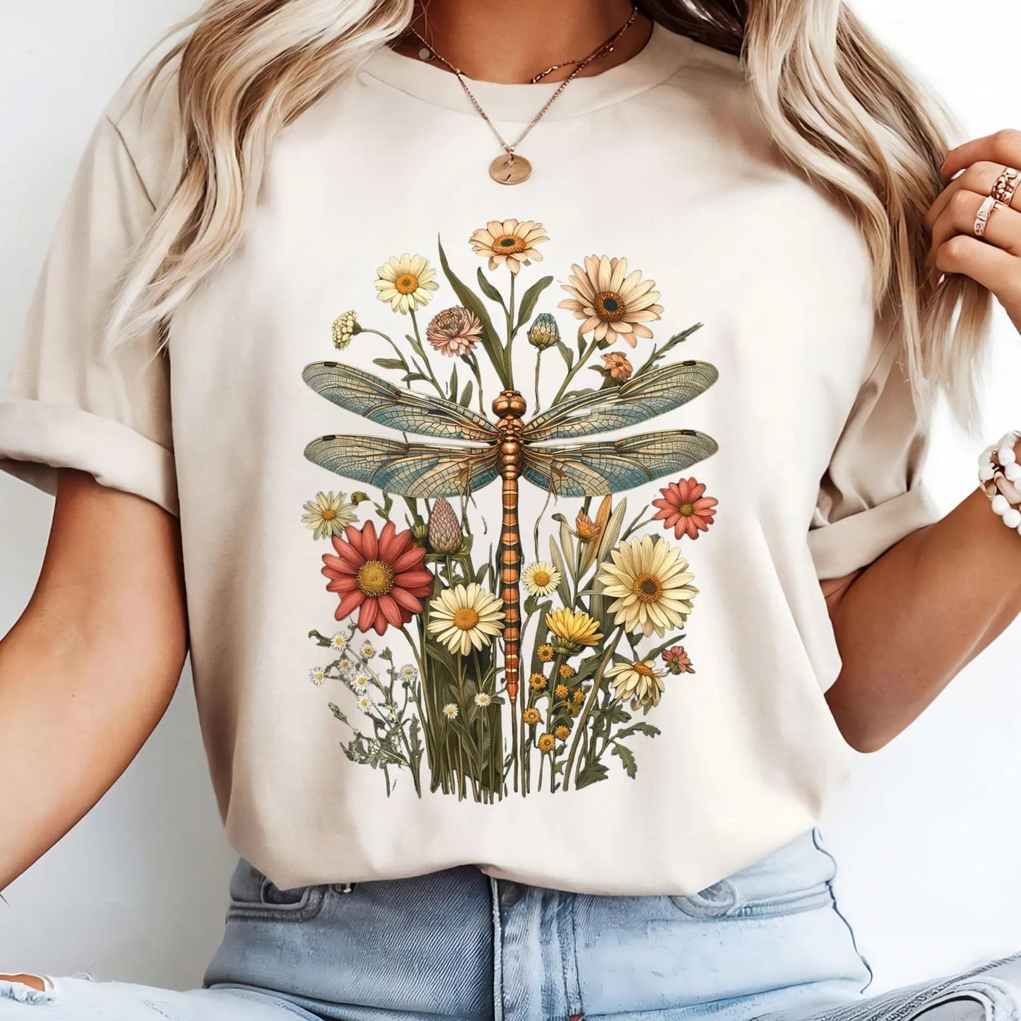 Vintage Dragonfly Ivory Tee