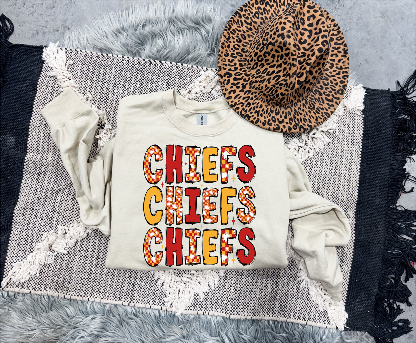 **HALFTIME DEAL** Red, Gold & Arrowhead Pattern Sand Sweatshirt