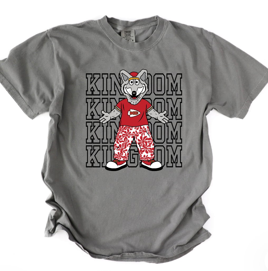 Wolf Black Kingdom Repeat Grey Tee