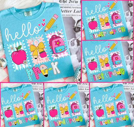 **BACK TO SCHOOL** Hello Grade Lagoon Tee