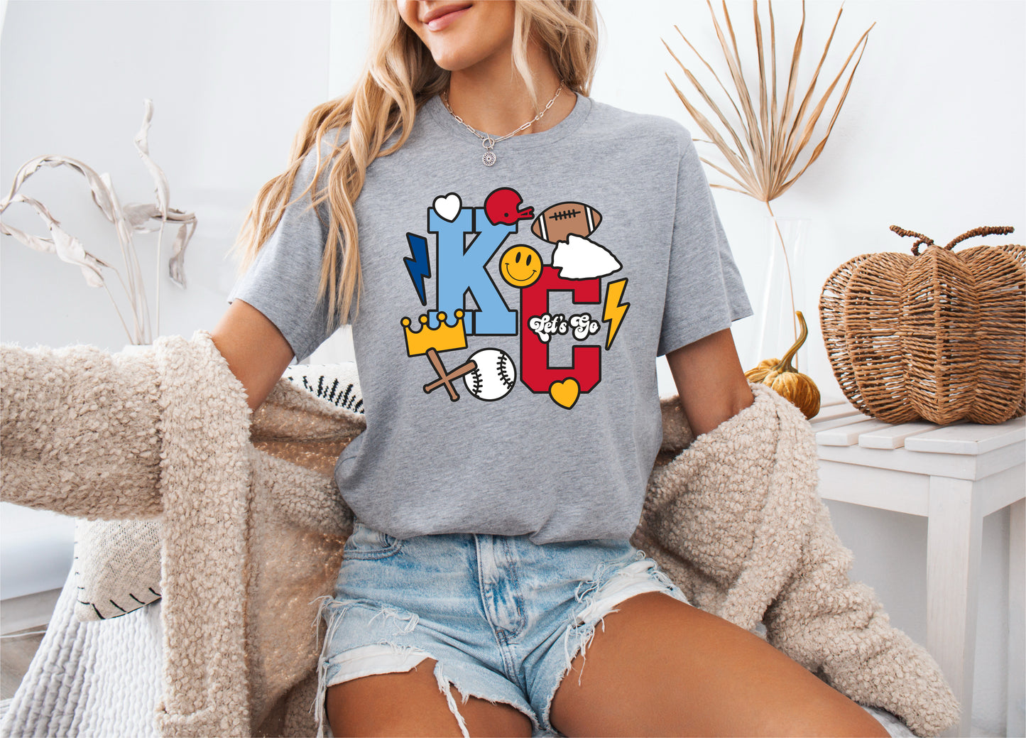 Let’s Go Red & Blue KC Sports Grey Option