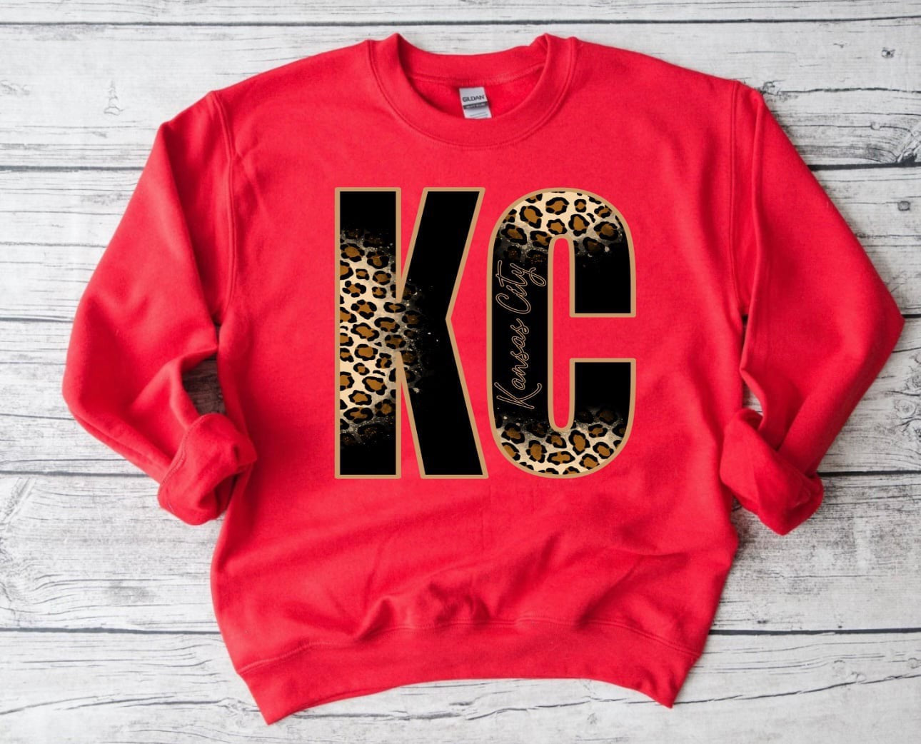 **DEAL PRICE** Kansas City Natural Leopard KC Red Sweatshirt