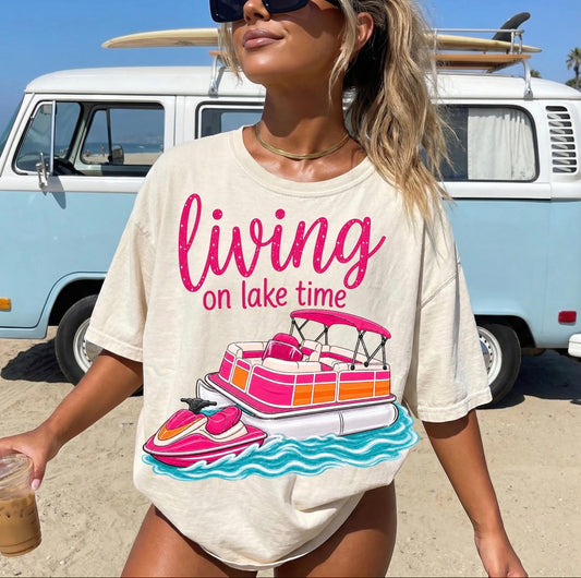 Living On Lake Time Ivory Tee