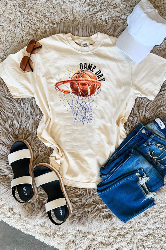 Game Day Basketball Hoop Ivory Tee