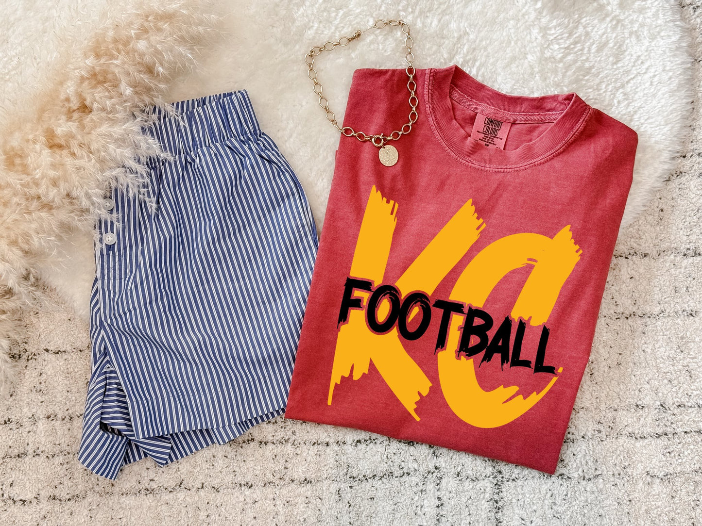 Gold KC Black Football Crimson Tee