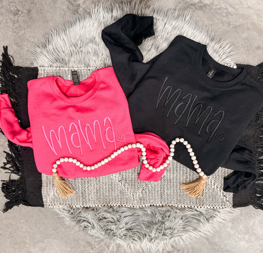 **EMBROIDERED** Mama Script Heart Sweatshirt