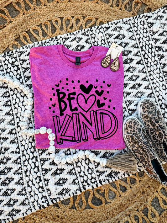 Doodle Be Kind Heather Berry Tee