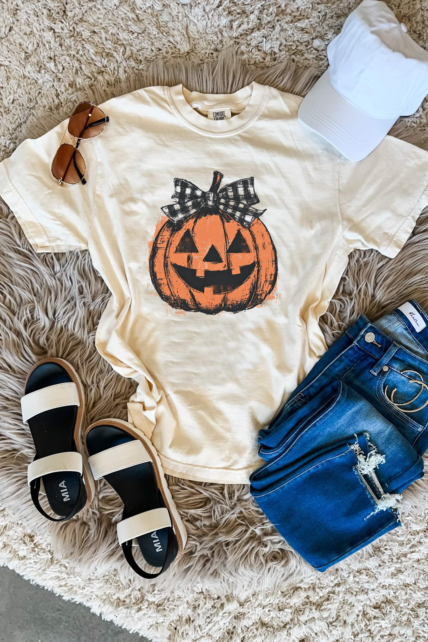 **DEAL PRICE** Retro Preppy Fall Pumpkin Ivory Tee