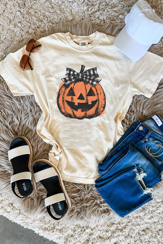 **DEAL OF THE DAY** Retro Preppy Fall Pumpkin Ivory Tee