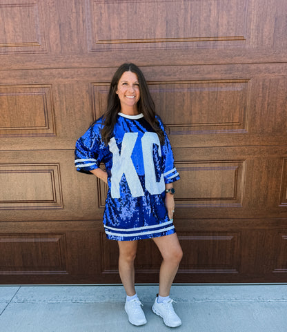 **PREORDER** Dark Blue KC Sequins Dress