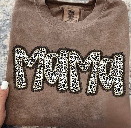 Brown Leopard Faux Lace Mama Espresso Tee
