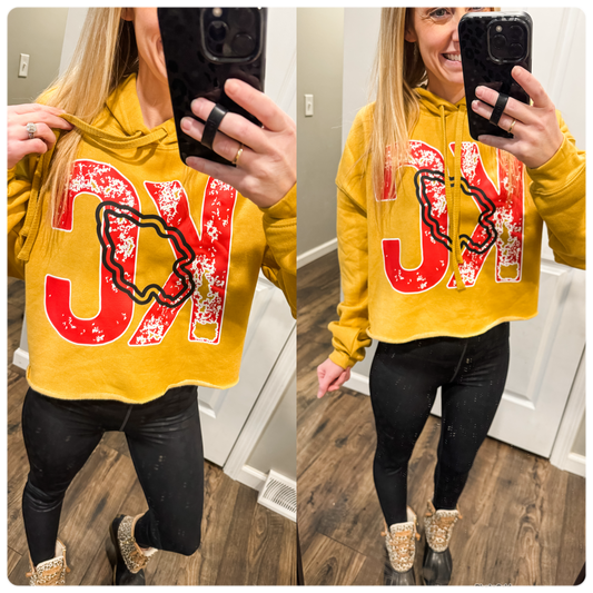 KC Distressed Retro Football Heather Mustard Option