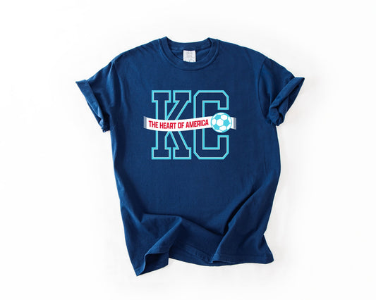 Teal KC Soccer Scarf Navy Tee