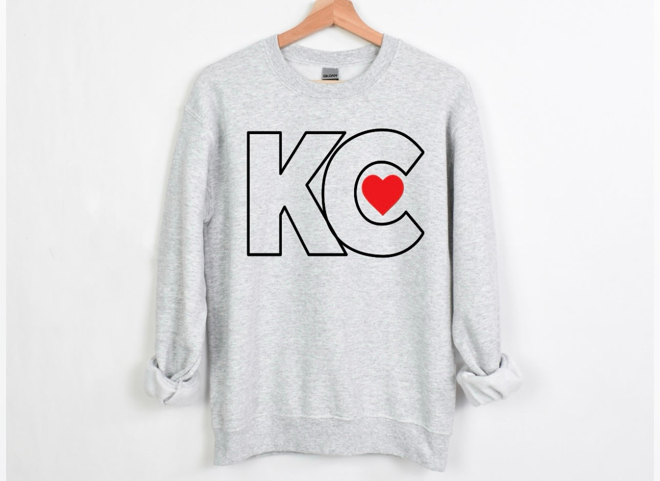 Black KC Outline Heart Ash Sweatshirt