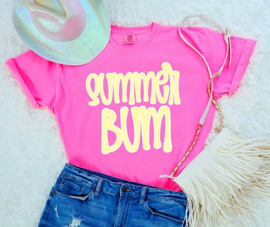 Summer Bum Neon Pink Tee