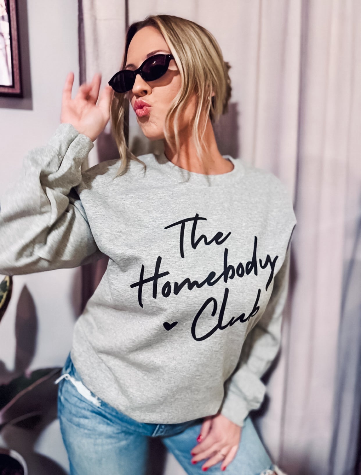 The Homebody Club Heart Sports Grey Sweatshirt