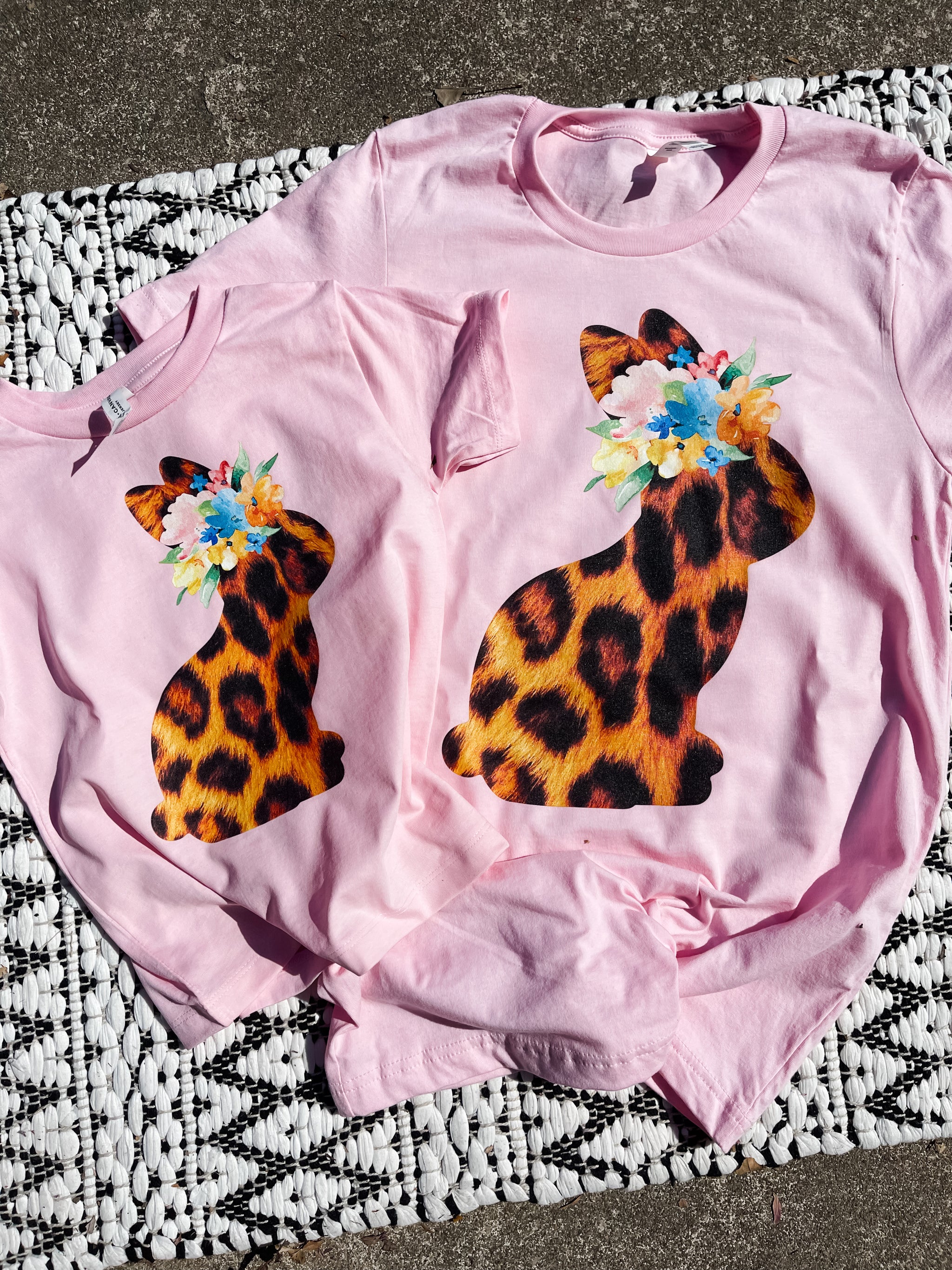 **MOMMY & ME** Leopard Easter Bunny Pink Tee - Olive Street Boutique