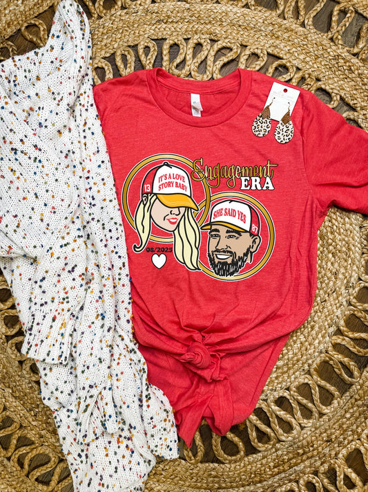 **HALFTIME DEAL** Engagement Era Heather Red Tee