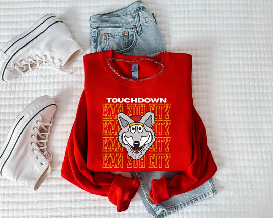 White Touchdown Gold Kan Zuh City Red Sweatshirt