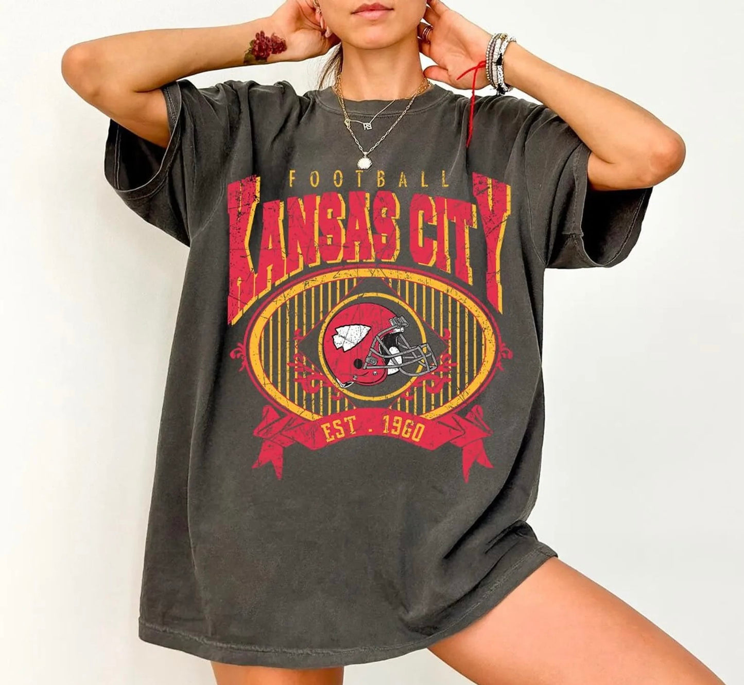 **DEAL PRICE** Oval Vintage Kansas City Football Pepper Tee