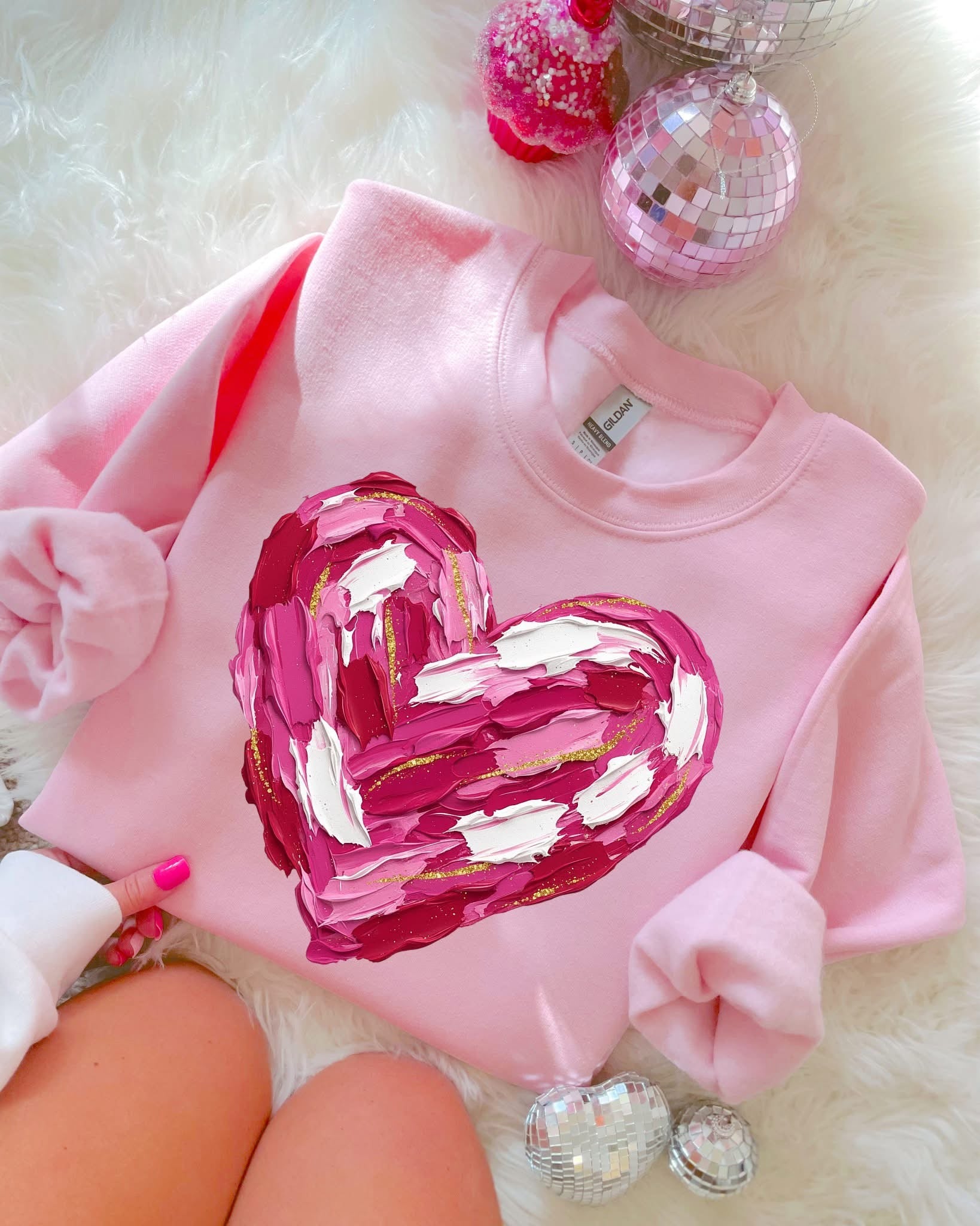 Brushed Heart Light Pink Sweatshirt – Olive Street Boutique