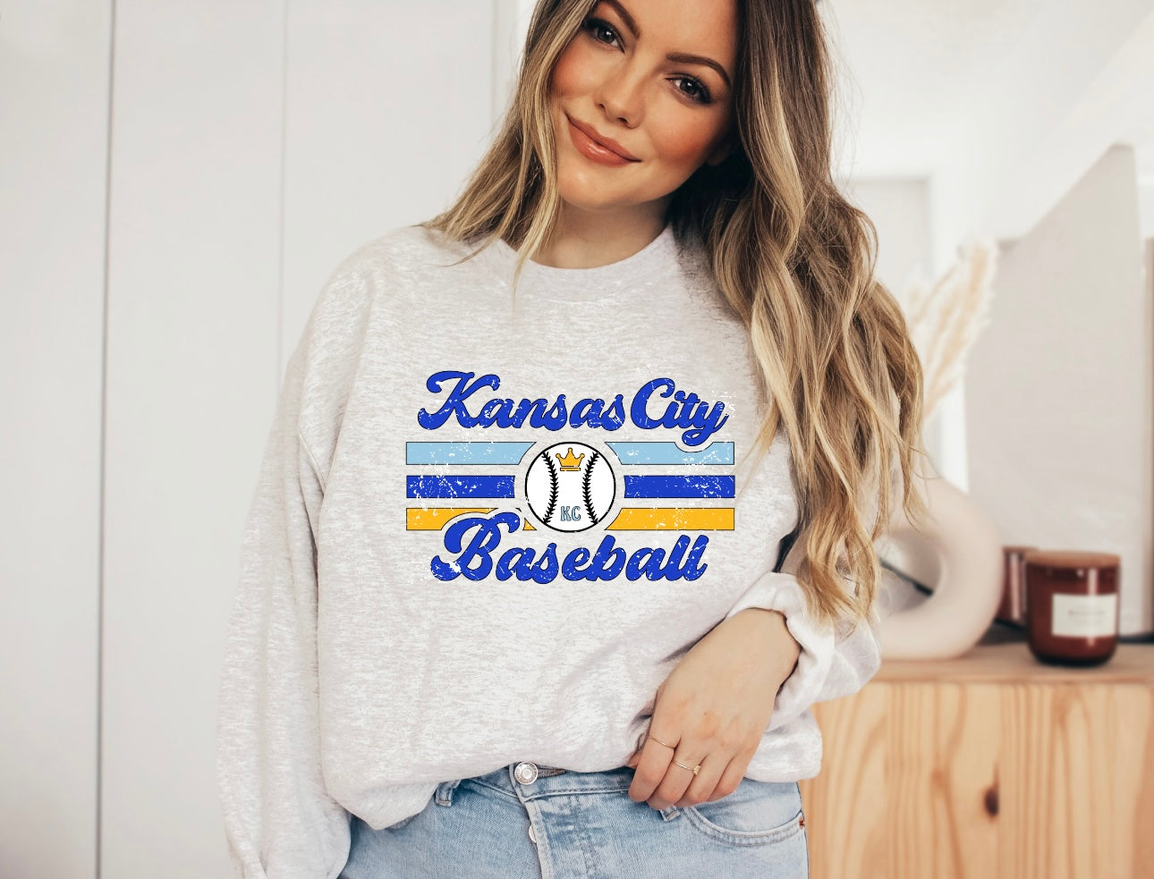 Retro Kansas City Baseball Ash Sweatshirt