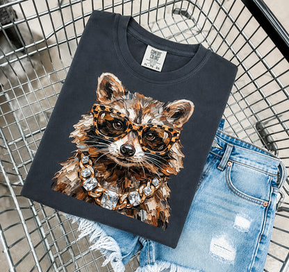 **DEAL OF THE DAY** Glam Raccoon Black Tee