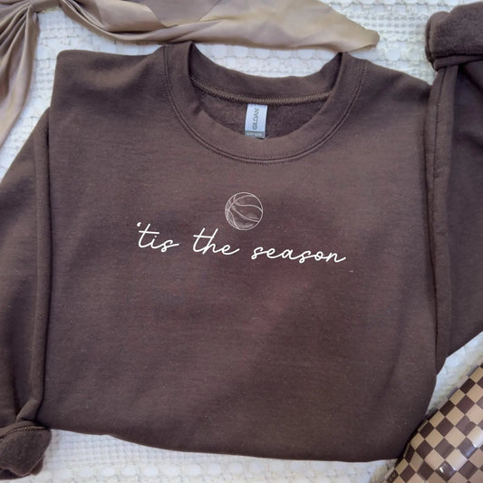 Neutral Tis The Season Basketball Chocolate Sweatshirt