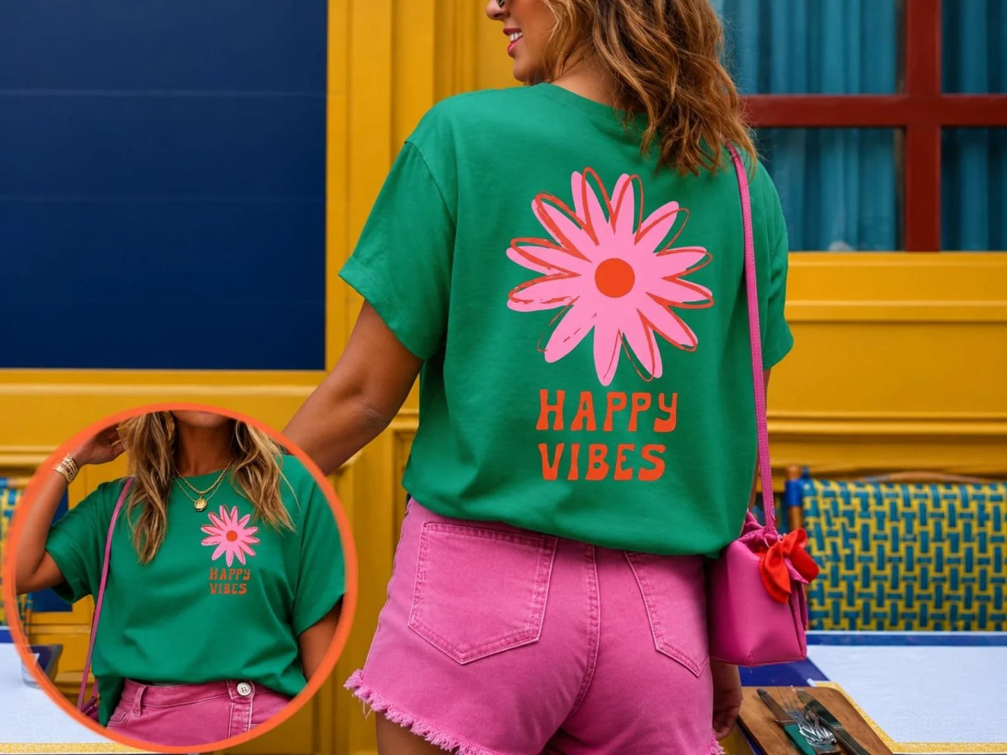 FRONT + BACK Happy Vibes Kelly Tee