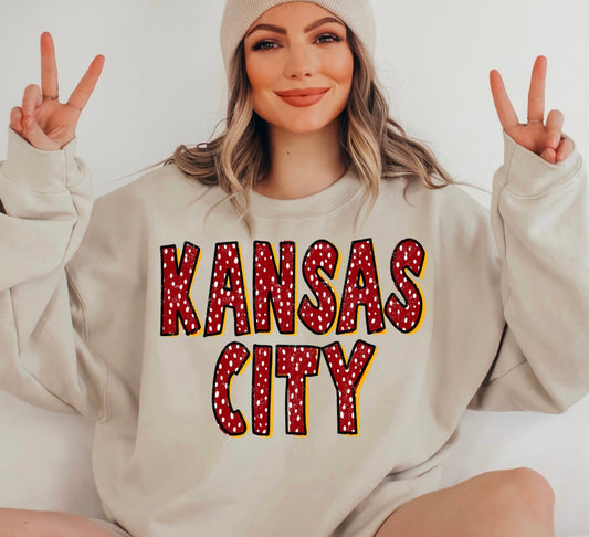 **DEAL OF THE DAY** Red Polka Dot Kansas City Sand Sweatshirt