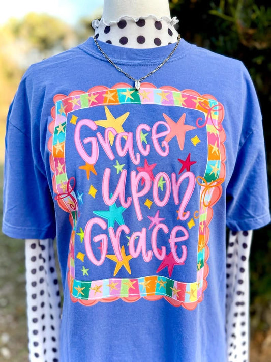 Grace Upon Grace Stars Flo Blue Tee