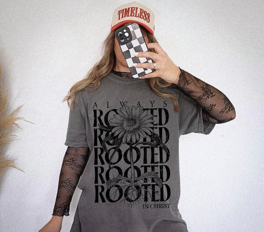 Black Ink Always Rooted In Christ Espresso Tee