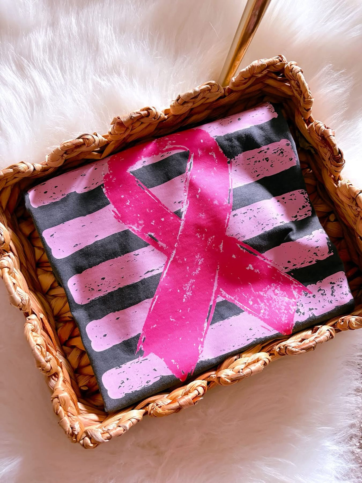 Pink Ribbon & Pink Striped Pepper Tee