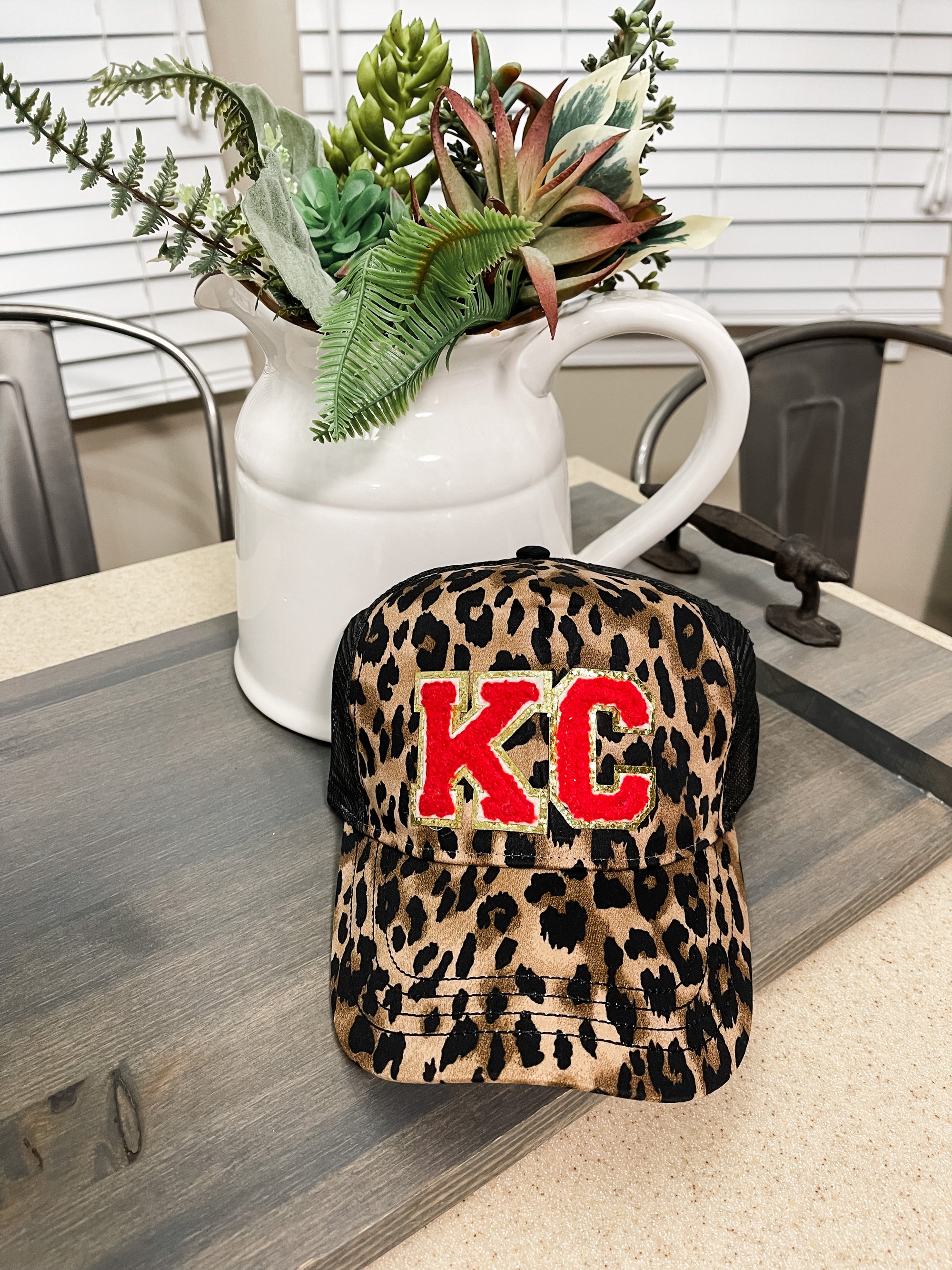 Red KC Patch Brown Leopard Hat