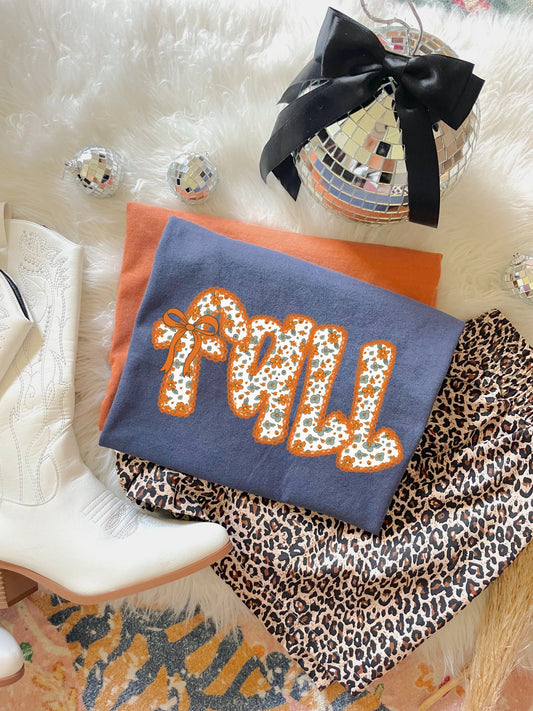 Ditsy Floral Fall With Bow Blue Jean Tee