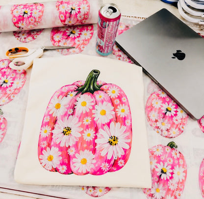 **DEAL OF THE DAY** Pink Pumpkin & Sunflowers Ivory Tee