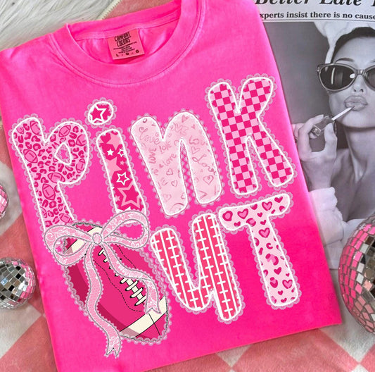 Pink Out Lace Football Neon Pink Tee