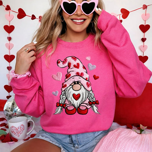Gnomes Heart Hats Design Heliconia Sweatshirt
