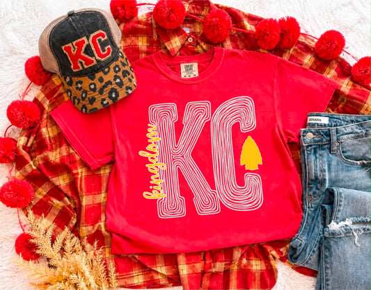 **HALFTIME DEAL** White Squiggly Line KC Red Tee