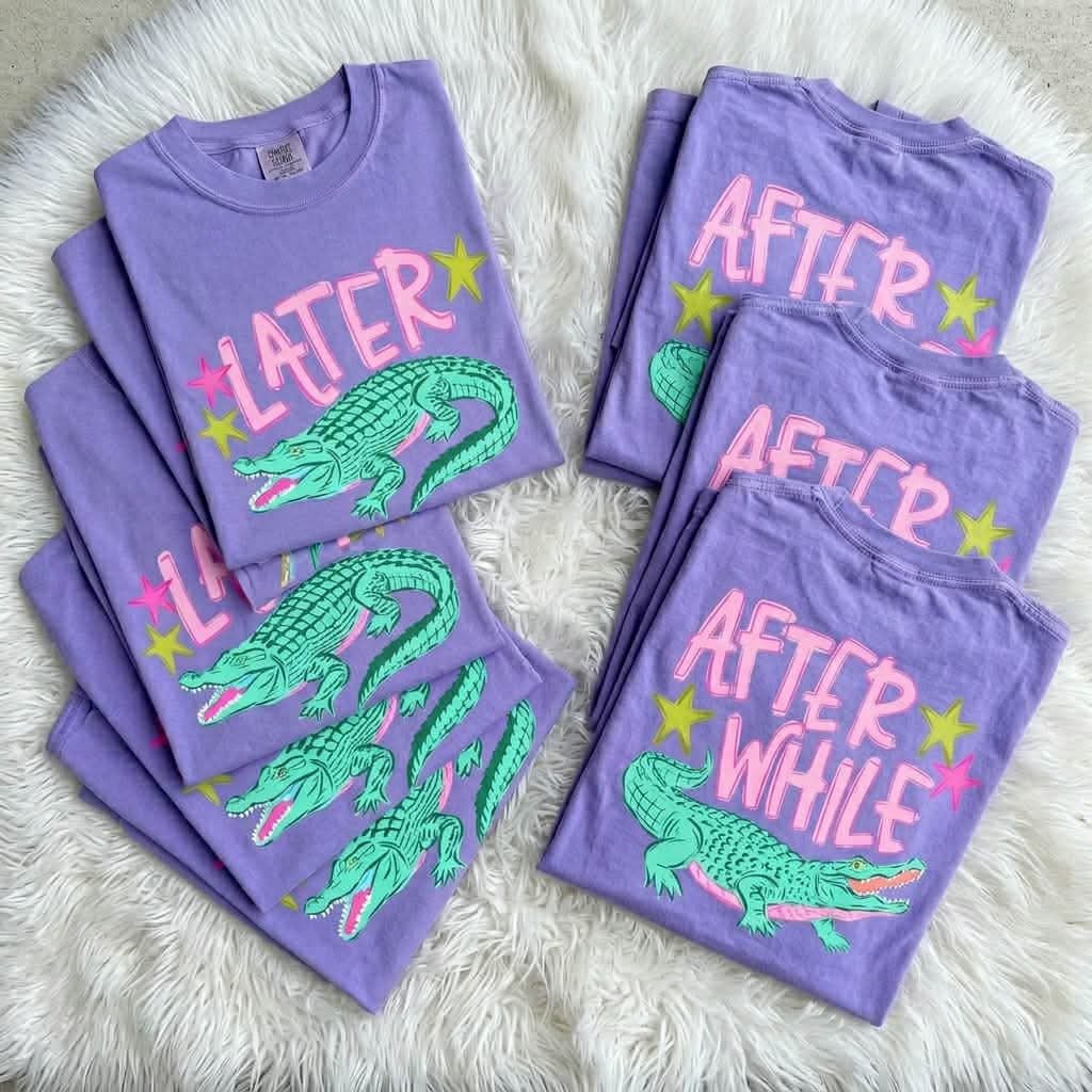 FRONT + BACK Later Gator After While Crocodile Violet Tee