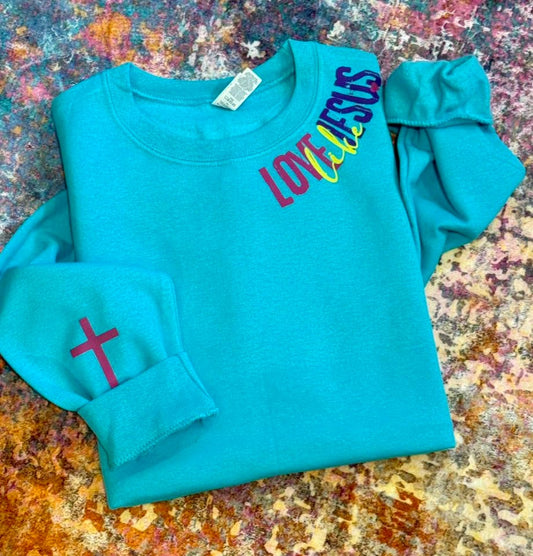 Neckline Love Like Jesus Mint Sweatshirt