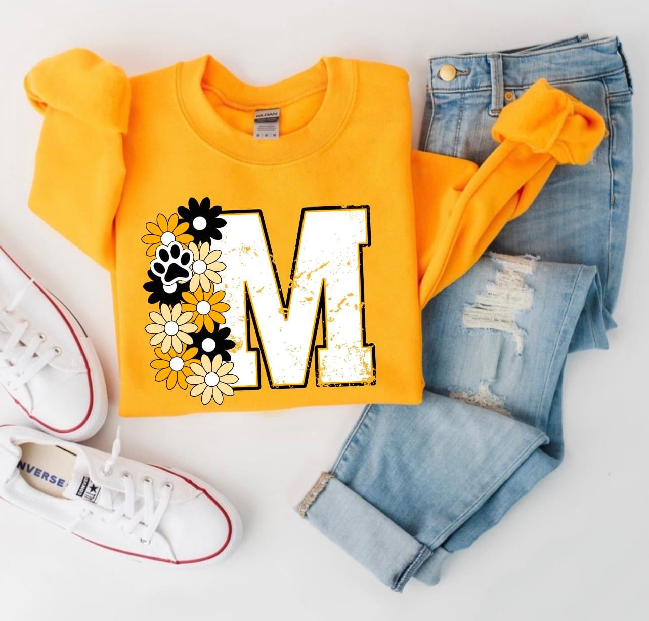 M Floral Gold Sweatshirt