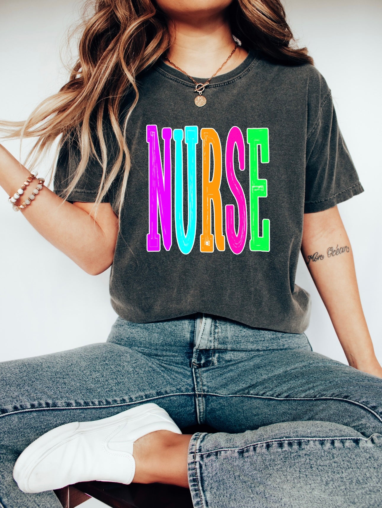 Nurse Tall Letters Pepper Tee